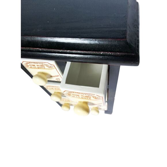 Vintage Wine Theme French Apothecary Spice Rack Wooden Box 6 Porcelain Drawers - Picture 3 of 6